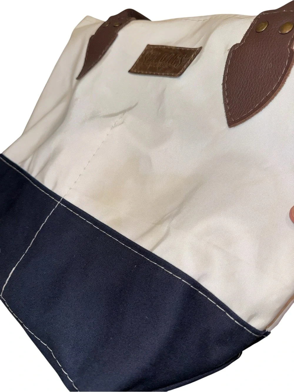Sea Bags Maine Med Shoulder Tote Bag Zip Top Leather Handles Zip Top Beach Lake - Picture 3 of 14